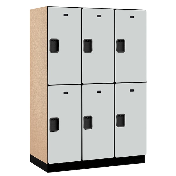 2 Tier Designer Locker, 54"Wx76"Hx21"D, 6 Door, Gray